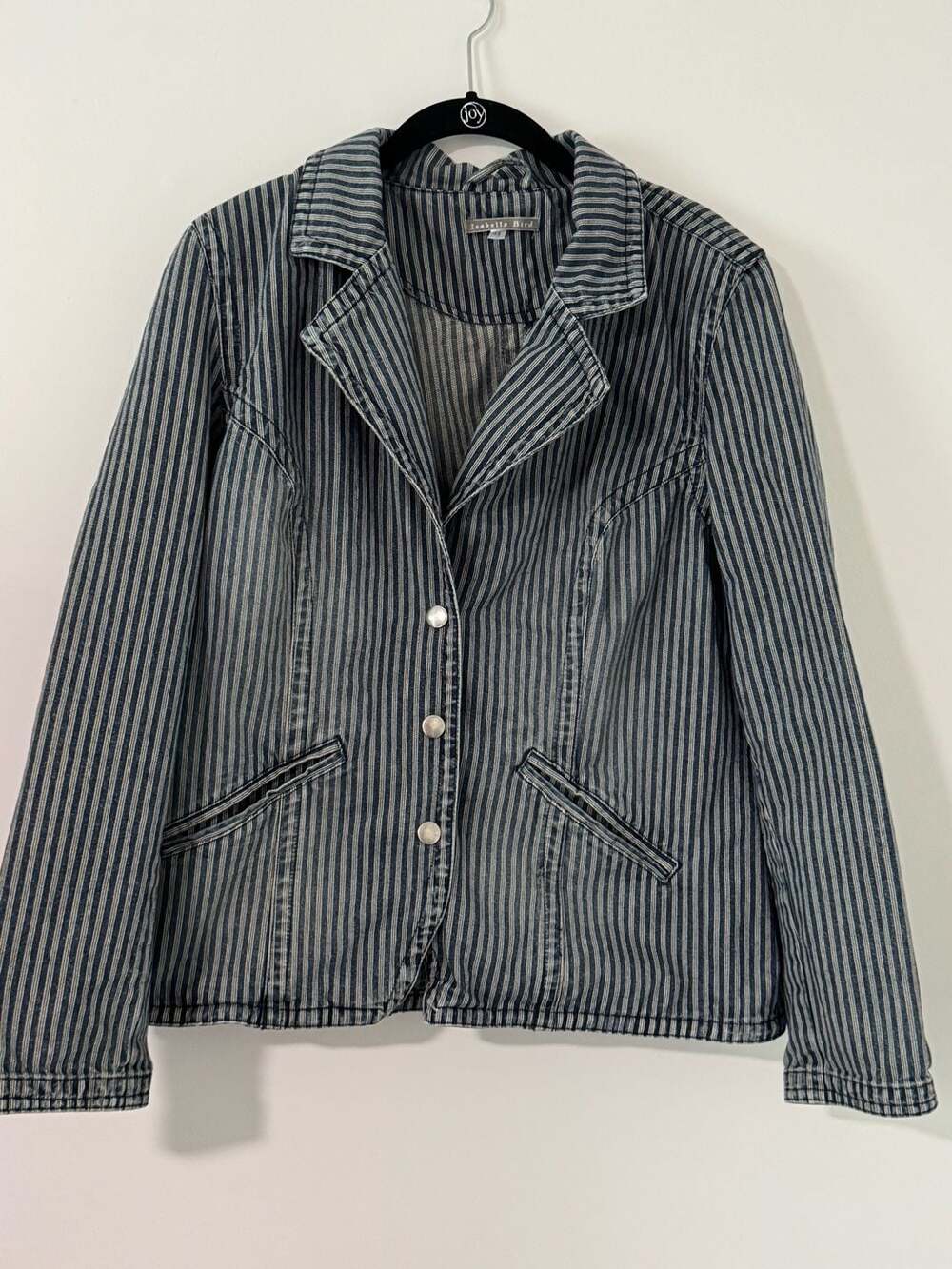 Vintage Isabella Bird  Blue and White Striped Denim Cotton Blazer Jacket